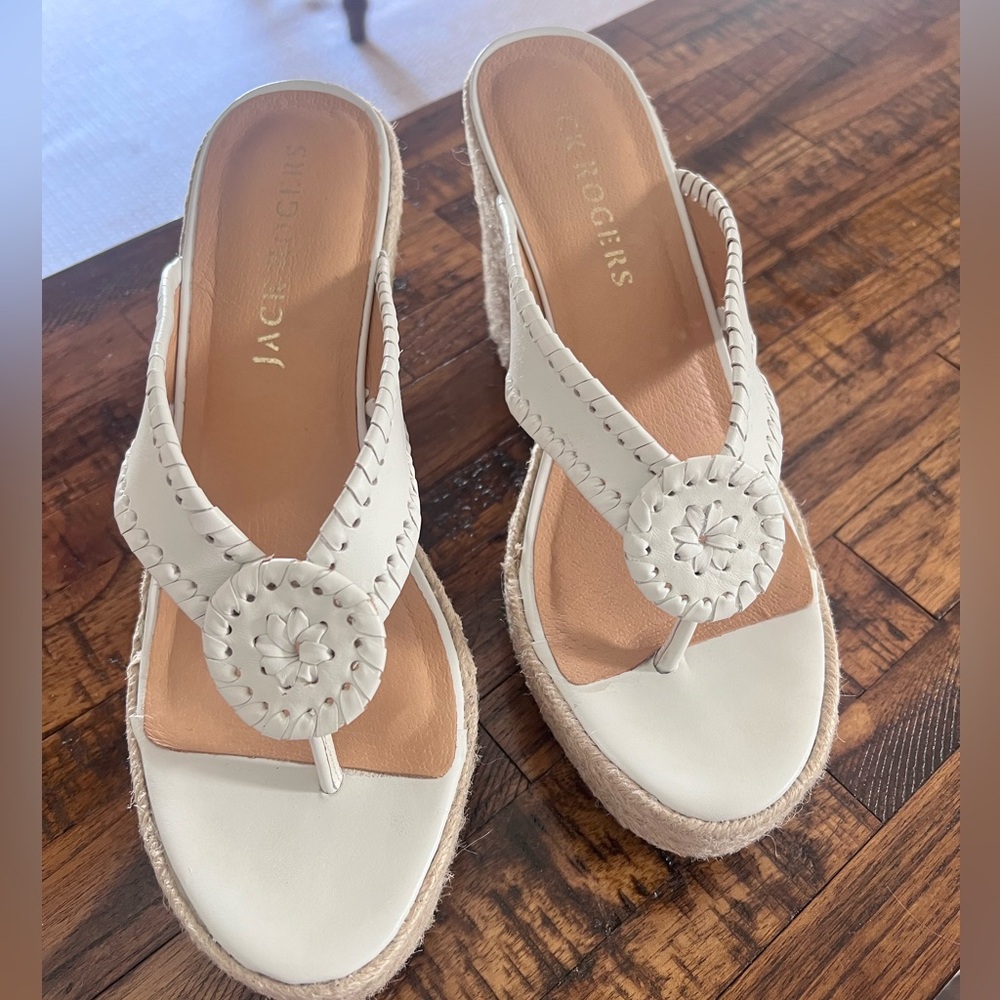 Jack Rogers white Rowan platform wedges Sz 9